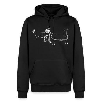 Funny Dackel Comic Skizze - Hund - Männer Premium Bio Hoodie - Schwarz - Vorne - Nico (187cm)
