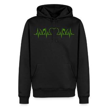 Battement de cœur végétarien végan - Sweat à capuche Premium bio Homme - noir - Devant - Nico (187cm)