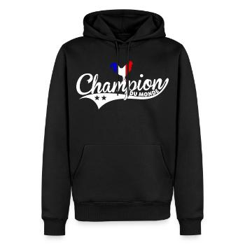 Champion du monde - Sweat à capuche Premium bio Homme - noir - Devant - Nico (187cm)