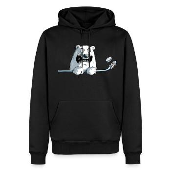 Ours polaire cool avec un bâton de hockey I Hockey - Sweat à capuche Premium bio Homme - noir - Devant - Nico (187cm)