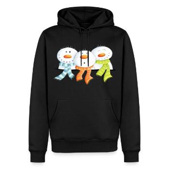 Drei Schneemänner - Weihnachten - Geschenk - Männer Premium Bio Hoodie - Schwarz - Vorne - Nico (187cm)