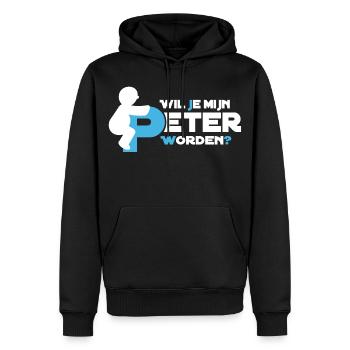 Verspielte Figur Typografie - Männer Premium Bio Hoodie - Schwarz - Vorne - Nico (187cm)