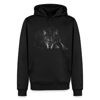 Loup - Sweat à capuche Premium bio Homme - noir - Devant - Nico (187cm)