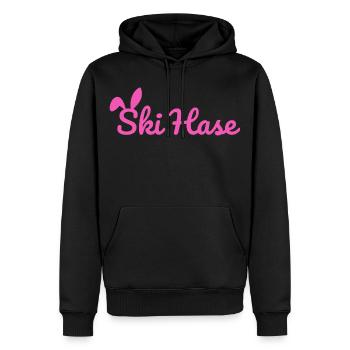 Ski Hase Skihase Party Schnee Winter Piste pink - Männer Premium Bio Hoodie - Schwarz - Vorne - Nico (187cm)