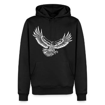 Adler - Männer Premium Bio Hoodie - Schwarz - Vorne - Nico (187cm)