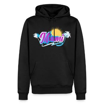 Miami - Männer Premium Bio Hoodie - Schwarz - Vorne - Nico (187cm)
