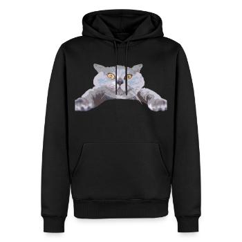 Chat - - Sweat à capuche Premium bio Homme - noir - Devant - Nico (187cm)