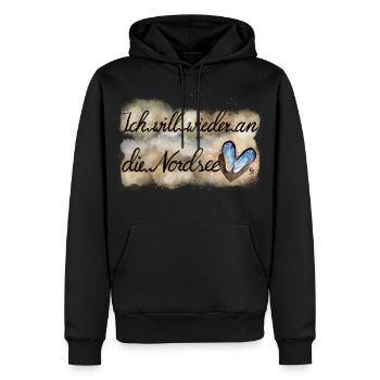 Nordsee Leidenschaft Herz - Männer Premium Bio Hoodie - Schwarz - Vorne - Nico (187cm)