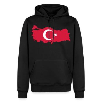 Carte de la Turquie Drapeau - Sweat à capuche Premium bio Homme - noir - Devant - Nico (187cm)