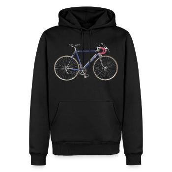 Vélo de route des années 50 - Sweat à capuche Premium bio Homme - noir - Devant - Nico (187cm)