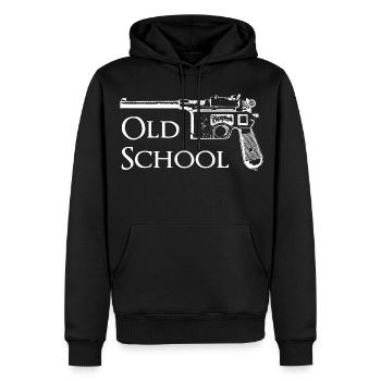 Old School Pistole – Retro Motiv für Männer - Männer Premium Bio Hoodie - Schwarz - Vorne - Nico (187cm)