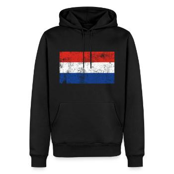 Drapeau Pays-Bas Drapeau Grunge Retro Vintage - Sweat à capuche Premium bio Homme - noir - Devant - Nico (187cm)