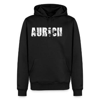 Aurich - Männer Premium Bio Hoodie - Schwarz - Vorne - Nico (187cm)