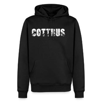 Cottbus - Männer Premium Bio Hoodie - Schwarz - Vorne - Nico (187cm)