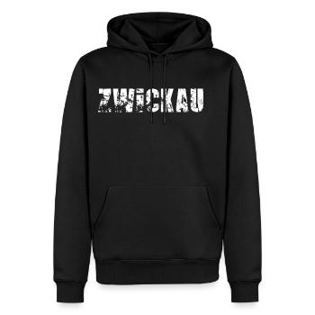 Zwickau - Männer Premium Bio Hoodie - Schwarz - Vorne - Nico (187cm)