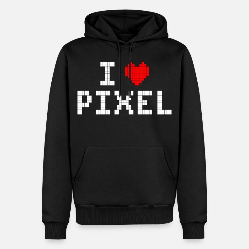 J’adore les pixels - Sweat à capuche Premium bio Homme - noir