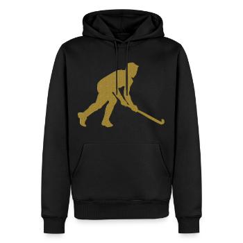 Gold Unihockey - Männer Premium Bio Hoodie - Schwarz - Vorne - Nico (187cm)