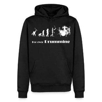 Evolution - Pour toujours jouer du tambour - Sweat à capuche Premium bio Homme - noir - Devant - Nico (187cm)