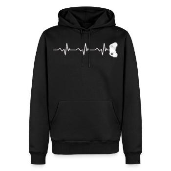 Gamer Puls - Männer Premium Bio Hoodie - Schwarz - Vorne - Nico (187cm)