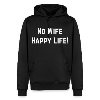 No Wife Happy Life - Marriage - Funny Sayings - Men’s Premium Organic Hoodie - black - Front - Nico (187cm)