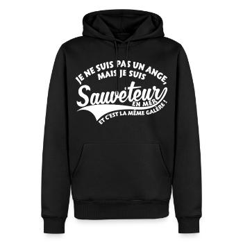 Ange Sauveteur en mer - Sweat à capuche Premium bio Homme - noir - Devant - Nico (187cm)