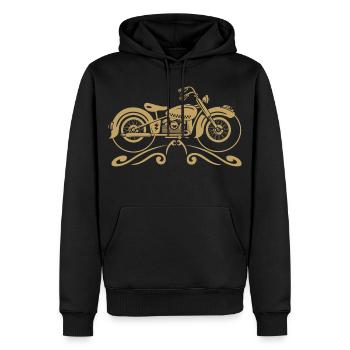 Vintage-Motorrad mit Filigran - Männer Premium Bio Hoodie - Schwarz - Vorne - Nico (187cm)