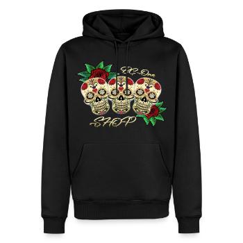 Totenköpfe - Männer Premium Bio Hoodie - Schwarz - Vorne - Nico (187cm)