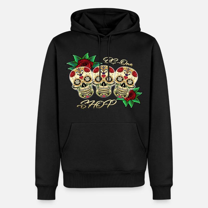 Crânes - Sweat à capuche Premium bio Homme - noir