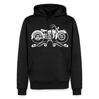 Vintage-Motorrad mit ornamentalem Filigran - Männer Premium Bio Hoodie - Schwarz - Vorne - Nico (187cm)