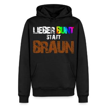 Lieber Bunt Statt Braun - Männer Premium Bio Hoodie - Schwarz - Vorne - Nico (187cm)