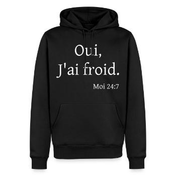 Oui, J'ai froid. Moi 24:7 - Sweat à capuche Premium bio Homme - noir - Devant - Nico (187cm)