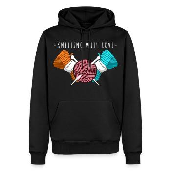 Knitting With Love – Garn- und Nadelkunst - Männer Premium Bio Hoodie - Schwarz - Vorne - Nico (187cm)