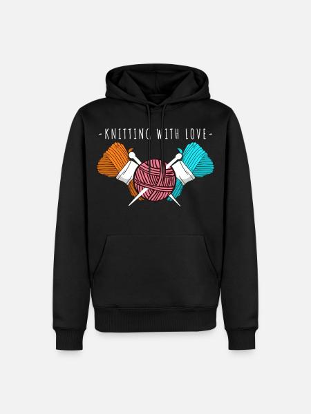 Knitting With Love – Yarn & Needles Art - Men’s Premium Organic Hoodie - black