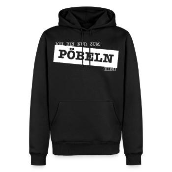Nur zum Pöbeln - Männer Premium Bio Hoodie - Schwarz - Vorne - Nico (187cm)