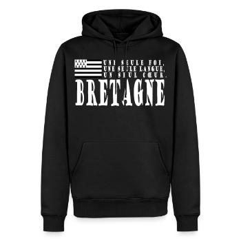 Gift idea Brittany. Proverb and Breton flag - Men’s Premium Organic Hoodie - black - Front - Nico (187cm)