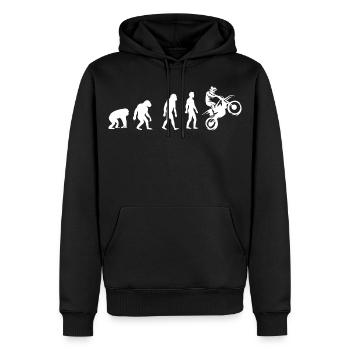 Évolution vers le moto rider - Sweat à capuche Premium bio Homme - noir - Devant - Nico (187cm)
