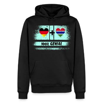 Germany and Gambia 100% Ingenious / Gift - Men’s Premium Organic Hoodie - black - Front - Nico (187cm)