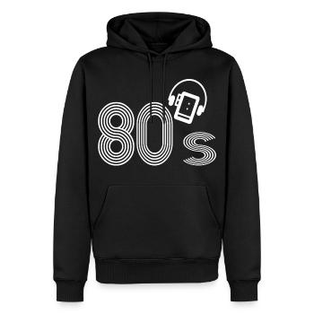 Les années 80 - Sweat à capuche Premium bio Homme - noir - Devant - Nico (187cm)