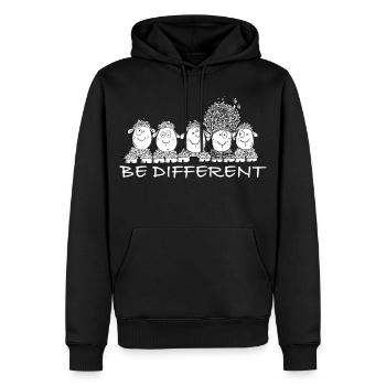 Soyez des moutons différents en disant - Sweat à capuche Premium bio Homme - noir - Devant - Nico (187cm)