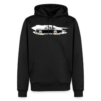 120er Serie Custom Color White - Männer Premium Bio Hoodie - Schwarz - Vorne - Nico (187cm)