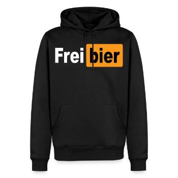 FREIBIER - Männer Premium Bio Hoodie - Schwarz - Vorne - Nico (187cm)