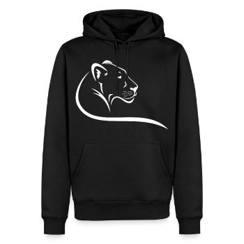Lionne - Sweat à capuche Premium bio Homme - noir - Devant - Nico (187cm)