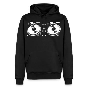 DJ Turntable - Männer Premium Bio Hoodie - Schwarz - Vorne - Nico (187cm)