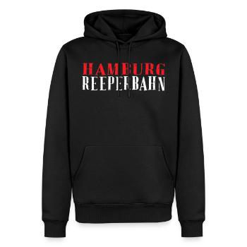 Hamburg Reeperbahn Schriftzug - Männer Premium Bio Hoodie - Schwarz - Vorne - Nico (187cm)
