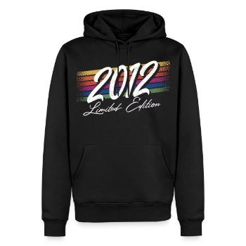 2012 Geburtsjahr Geburtstag Jahrgang Baujahr - Männer Premium Bio Hoodie - Schwarz - Vorne - Nico (187cm)