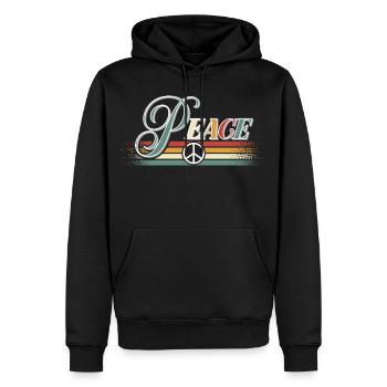 Paix Paix Liberté Pas de guerre Signe de paix - Sweat à capuche Premium bio Homme - noir - Devant - Nico (187cm)