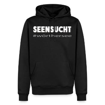 Seensucht Wörthersee - Männer Premium Bio Hoodie - Schwarz - Vorne - Nico (187cm)