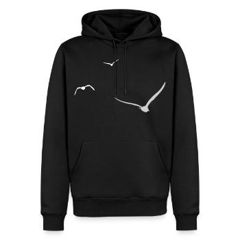 Trois mouettes | Mouette | Couleurs réglables - Sweat à capuche Premium bio Homme - noir - Devant - Nico (187cm)
