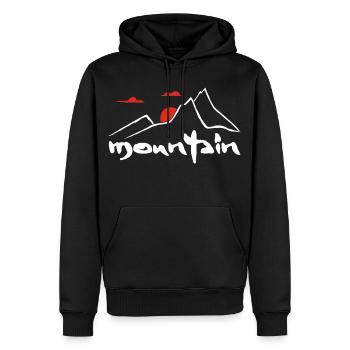Weißer Berg und rote Sonne - Männer Premium Bio Hoodie - Schwarz - Vorne - Nico (187cm)