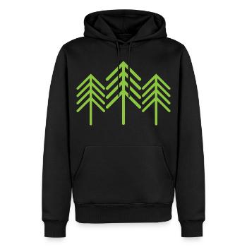 Arbres Symbole Forêt Minimalisme Icône verte - Sweat à capuche Premium bio Homme - noir - Devant - Nico (187cm)